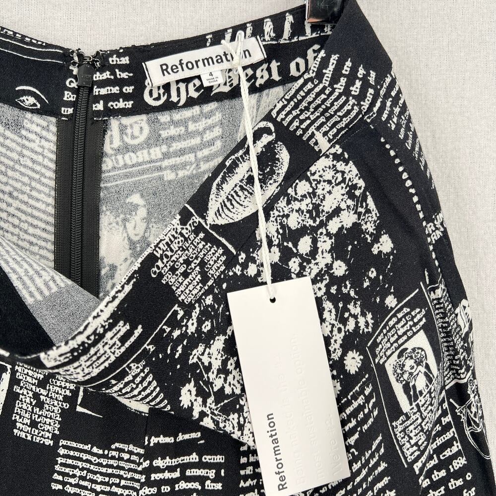 REFORMATION Sorrenti Pants Women 4 Black White Zine Magazine Newspaper Print NEW - Picture 10 of 16